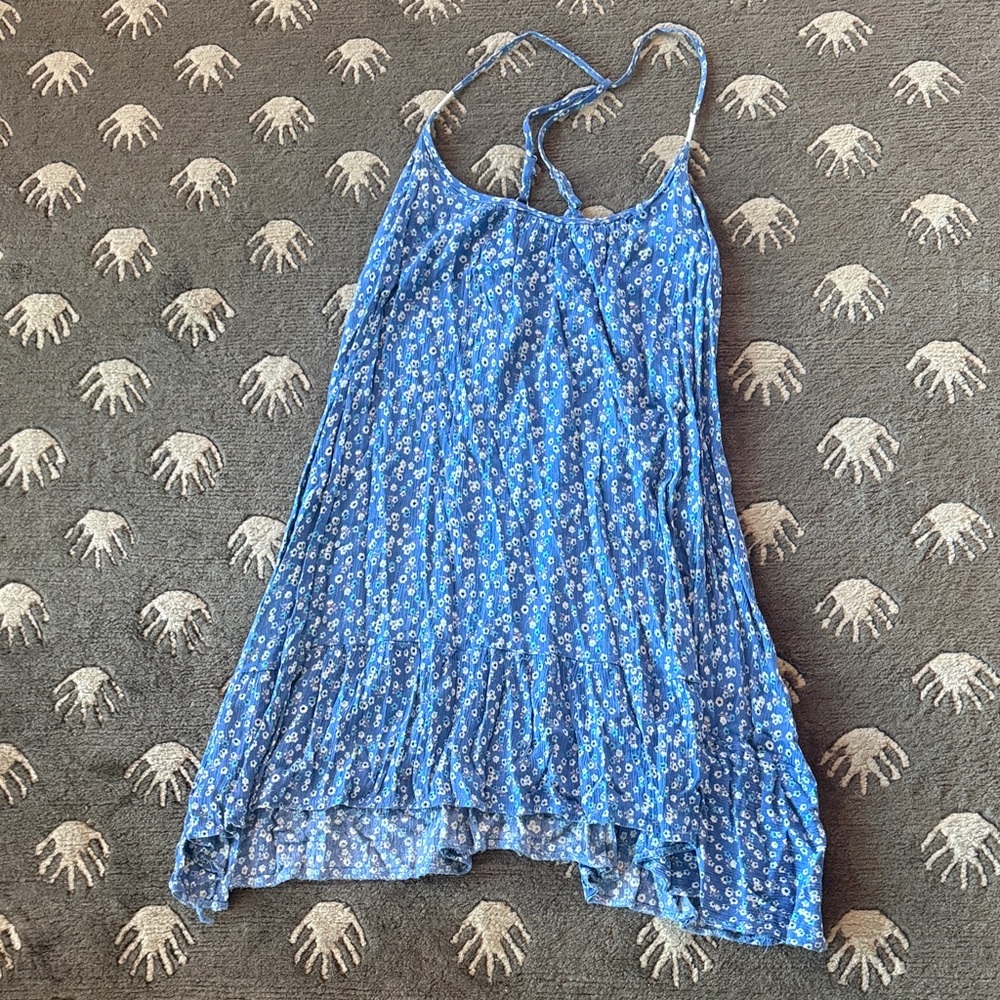 Blue Ditsy Floral Spaghetti Strap Sundress or Coverup